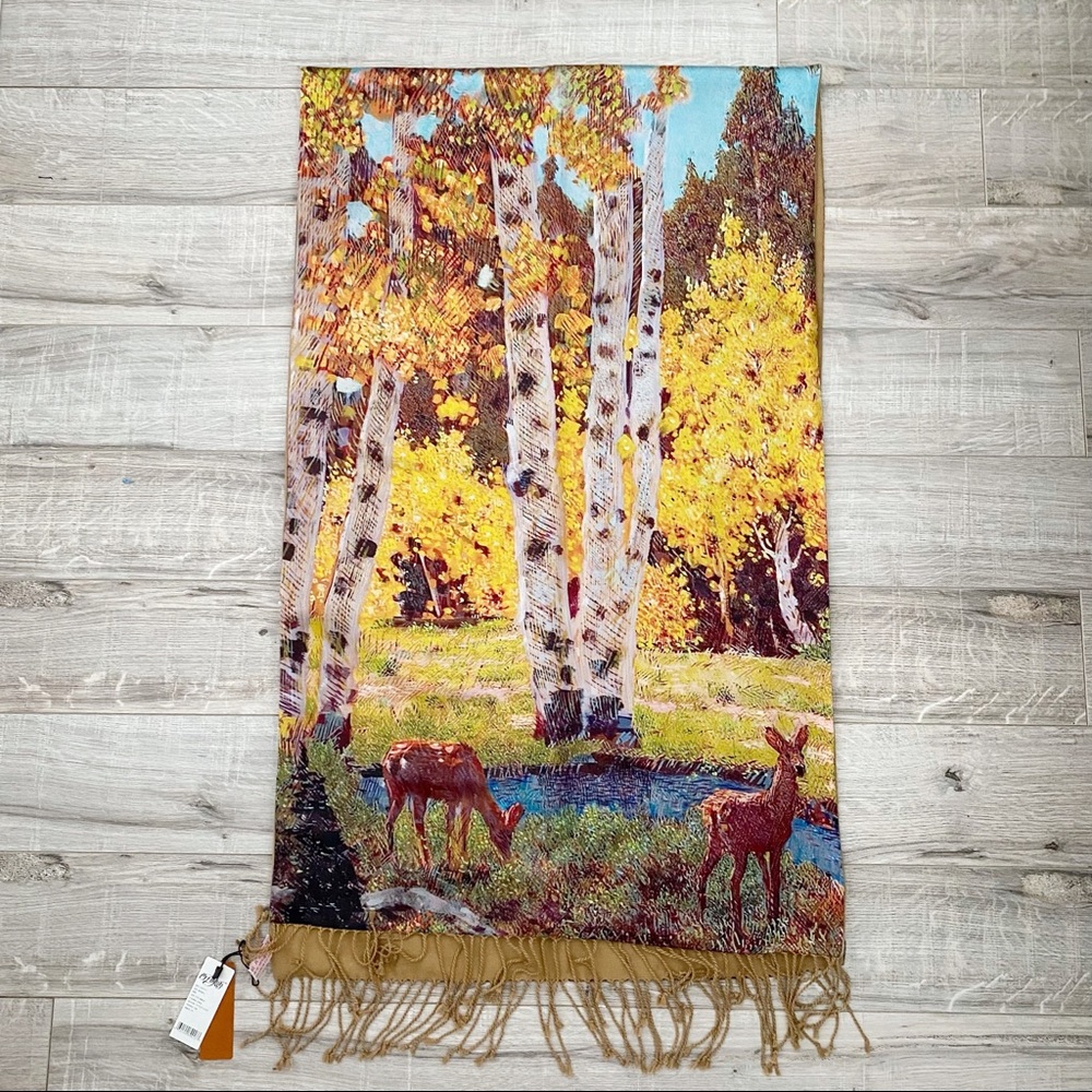 Silk Impressionism Expressionism Painting Art Print Silk Shawl with tassels